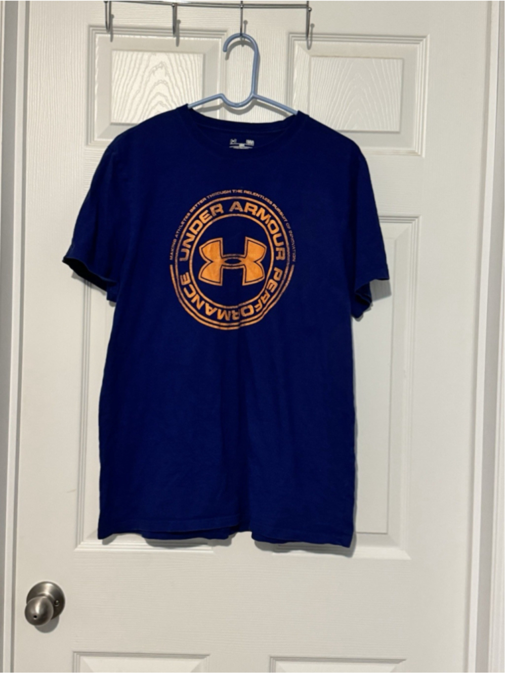 Under Armour Performance Heat Gear T Shirt Size Large Blue Mens